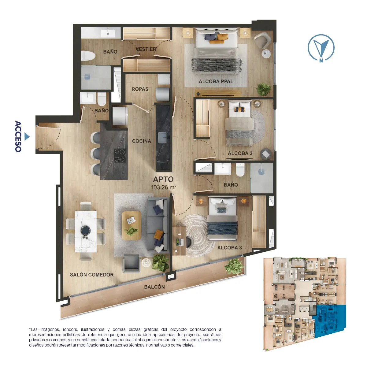 Bequia 112 - Apartamento 3 alcobas (103,26 m2)