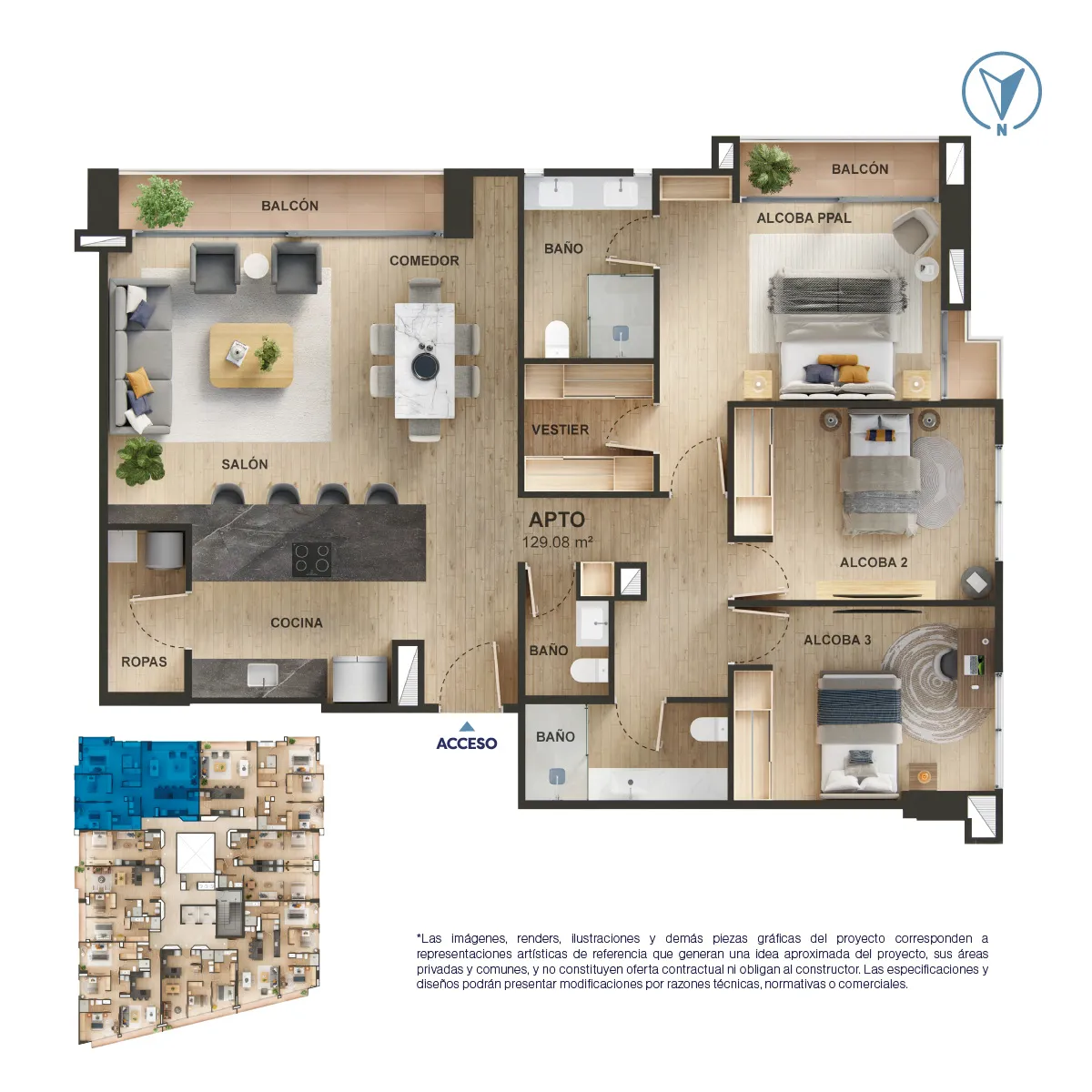 Bequia 112 - Apartamento 3 alcobas (129,09 m2)