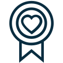 Icono de compromiso: medalla con un corazón